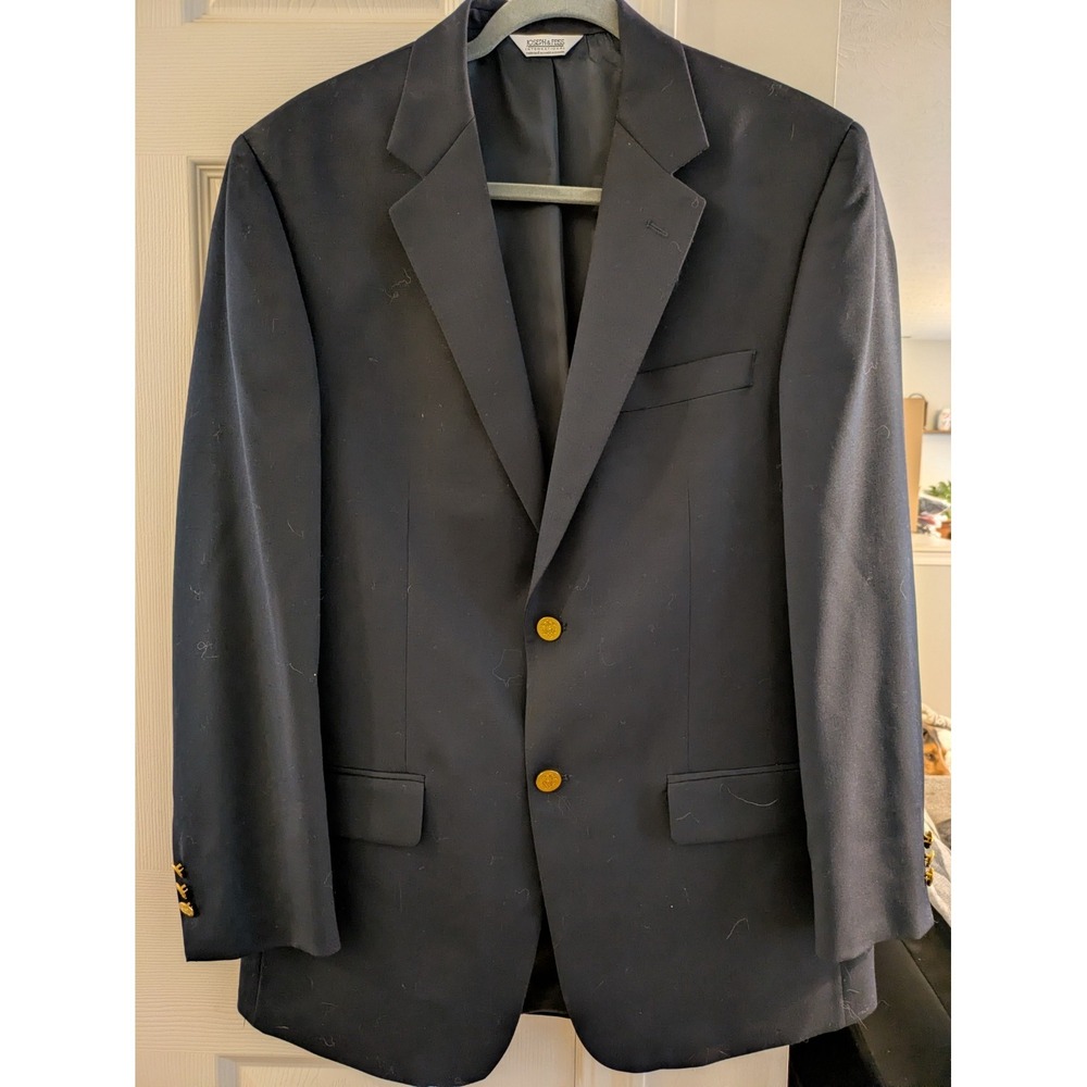 Joseph & Feiss Blazer 100% WOOL Sport Coat Navy Gold Crest Canada Nautical 39R
